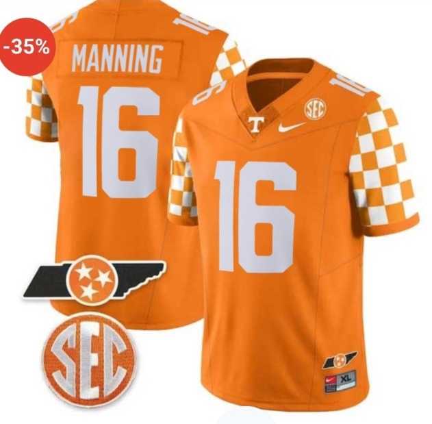 Mens Tennessee Volunteers #16 Peyton Manning Orange F.U.S.E. Stitched Jersey Dzhi